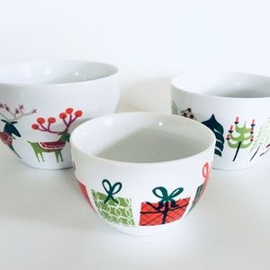 Crate & Barrel Christmas Nesting Bowls Set of 3 Jenny Bowers Hostess EUC
